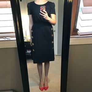 Navy Blue Oscar De La Renta Dress